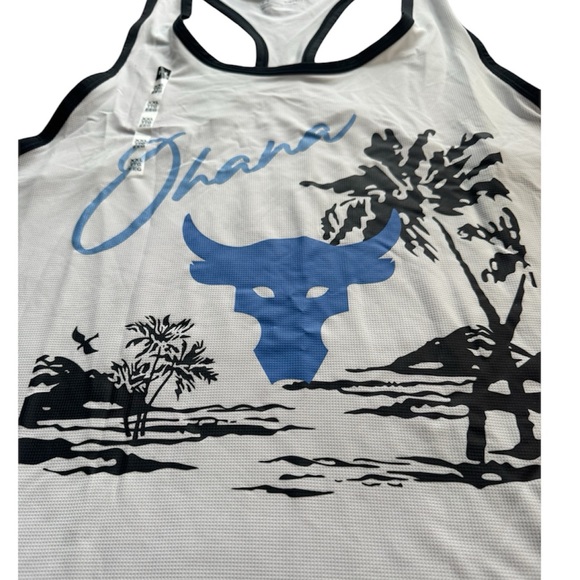Under Armour Project Rock Tank Men’s XXL NWT White Blue Graphic - Picture 3 of 9